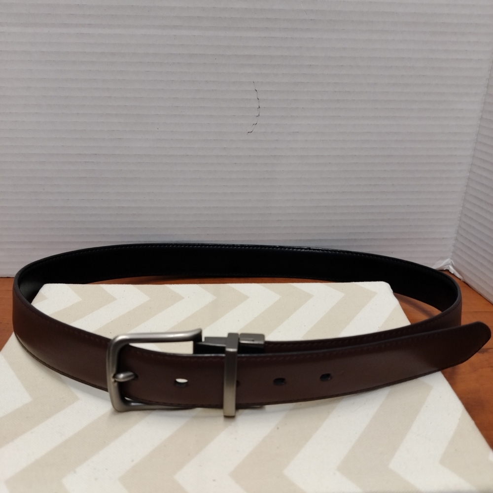 Bulliant Leather Reversible Men Belt. Black/Brown. 34"/100cm